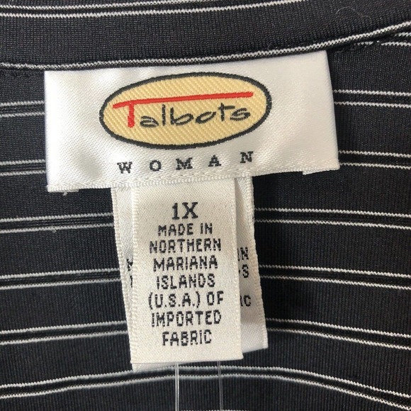 Talbots NWT Women's Black White Striped Button Up V-Neck Stretchy Blouse Size 1X - Picture 3 of 8